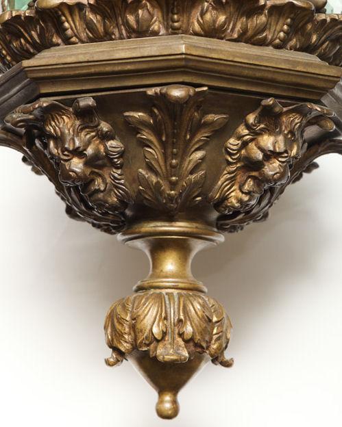 Antique French Louis XV Style Bronze Metal Lantern Chandelier