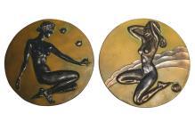 McClelland Barclay Art Deco Patinated Metal Plaques