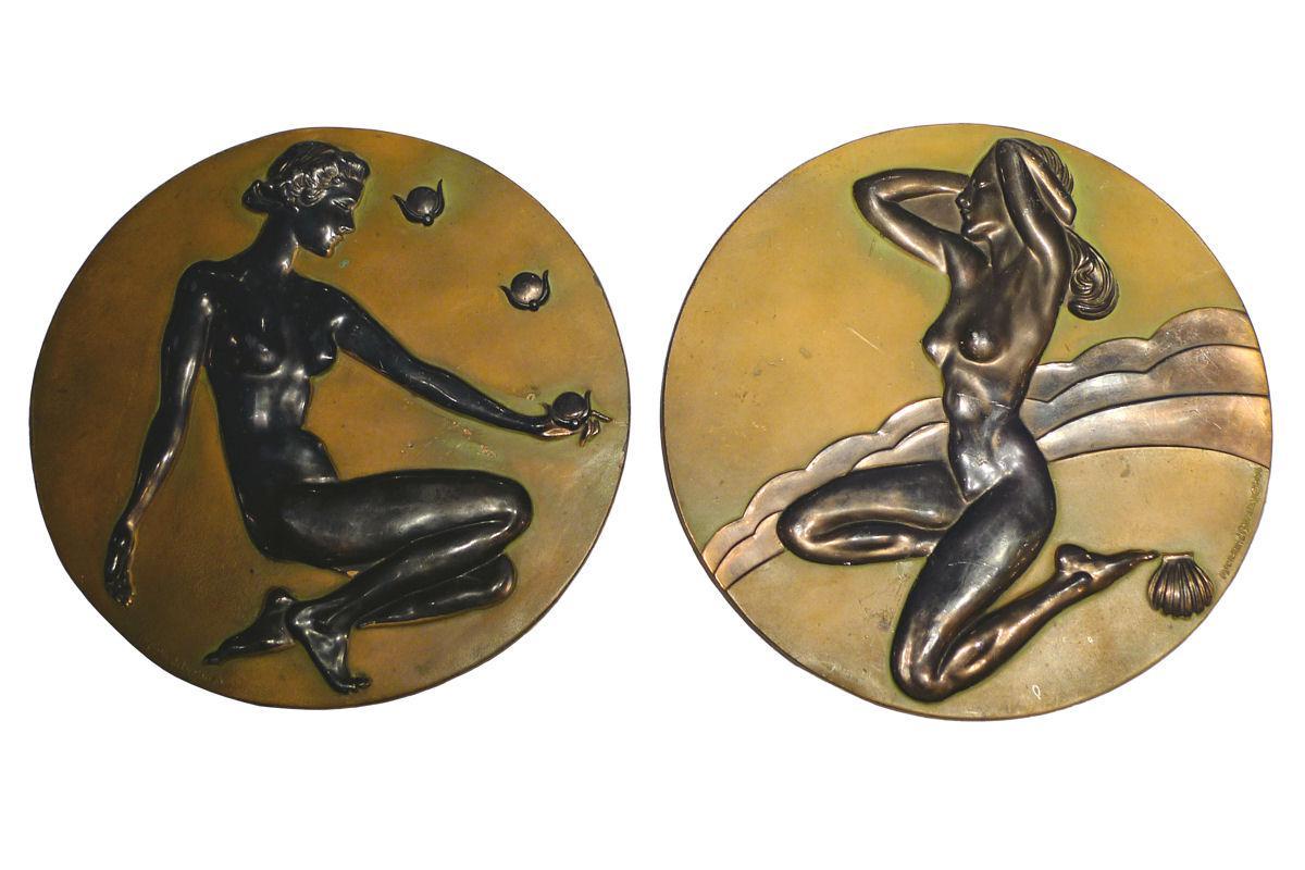 McClelland Barclay Art Deco Patinated Metal Plaques