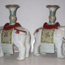 Pair Antique Chinese Elephant Joss Stick Holders / Candlesticks