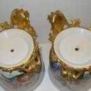 Pair Antique French Louis XV Style Ormolu Mounted Porcelain Cachepots Pots Vases