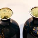 Pair Antique Japanese Cloisonne Enamel Dragon Vases