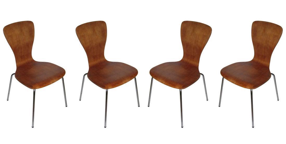 Set 4 Rare Mid-Century Nikke Chairs by Tapio Wirkkala for Asko 1960s