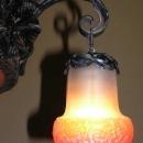 Antique French Art Deco Wrought Iron and Glass Chandelier