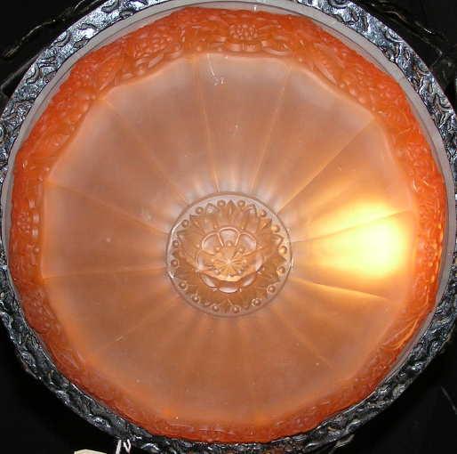 Antique French Art Deco Wrought Iron and Glass Chandelier