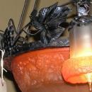 Antique French Art Deco Wrought Iron and Glass Chandelier