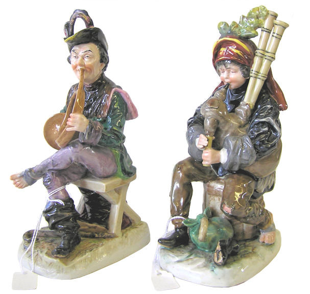 Pair Capodimonte Musician Figurines