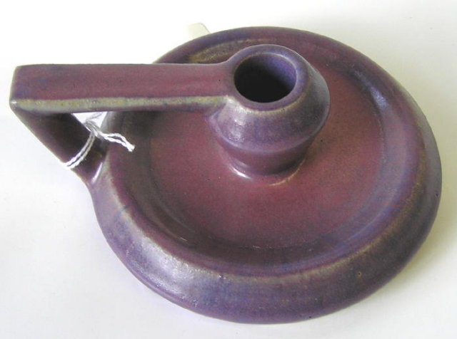 Fulper Violet Ceramic Handled Candlestick