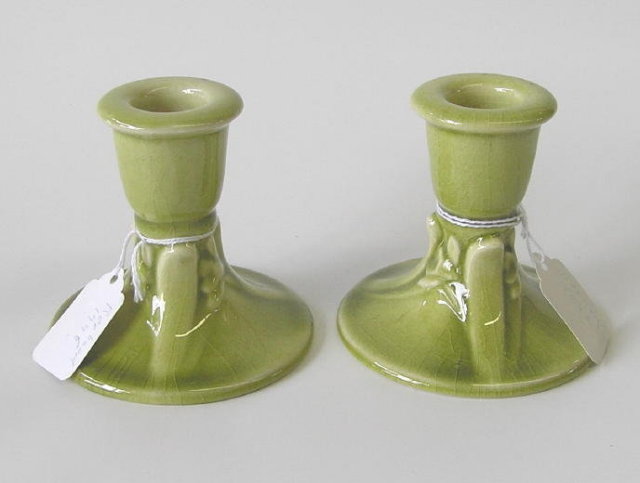 c1946 Rookwood Green Candlesticks