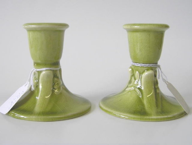 c1946 Rookwood Green Candlesticks