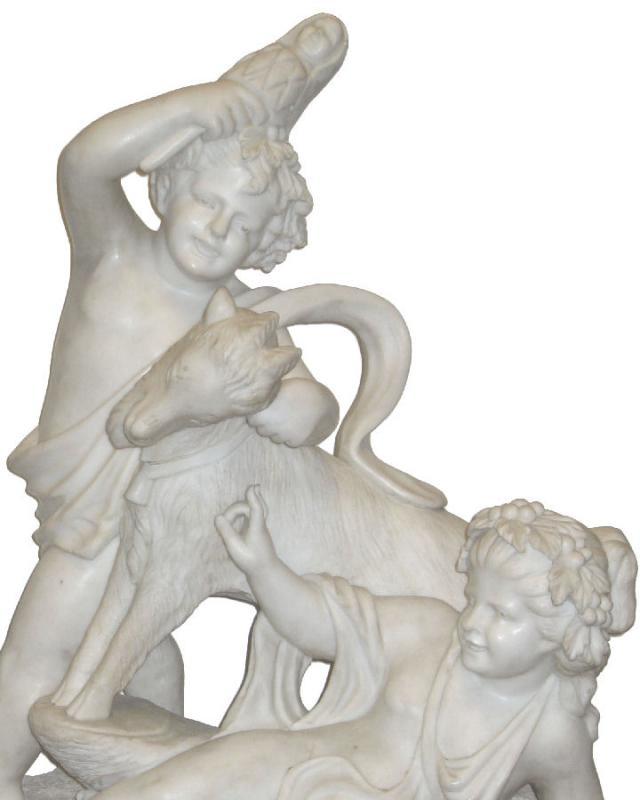 Antique Bacchanalian Group Marble Sculpture After Clodion
