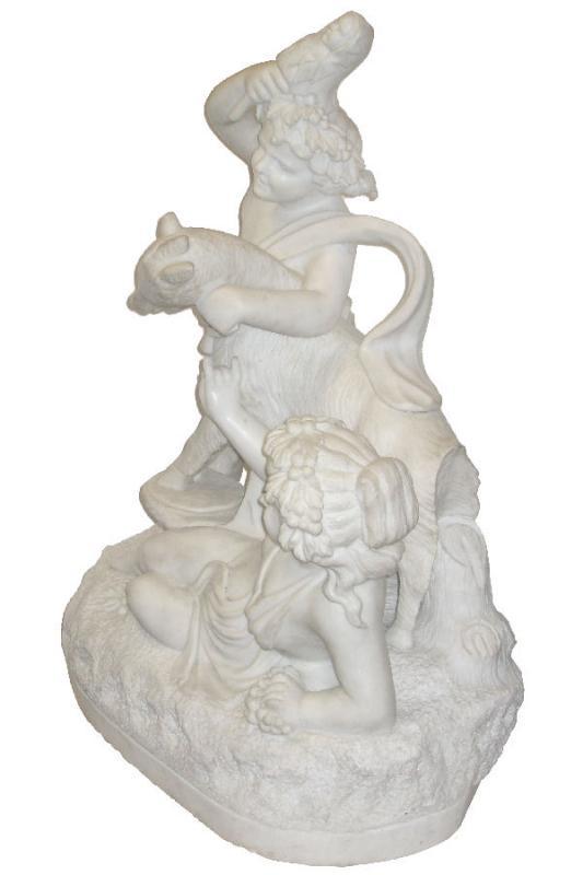 Antique Bacchanalian Group Marble Sculpture After Clodion