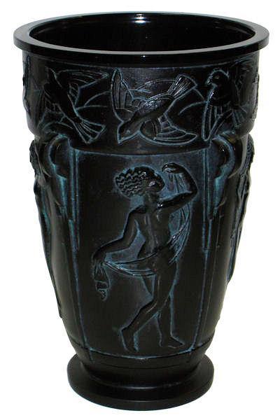 Marius Ernest Sabino La Danse Neoclassical Amethyst Glass Vase