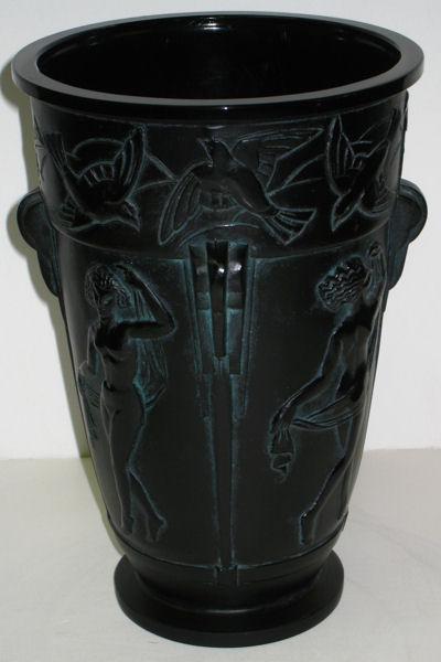 Marius Ernest Sabino La Danse Neoclassical Amethyst Glass Vase