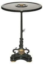 Antique Empire Style Egyptian Revival Bronze & Slate Stone Gueridon Side Table