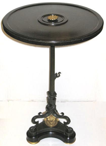 Antique Empire Style Egyptian Revival Bronze & Slate Stone Gueridon Side Table