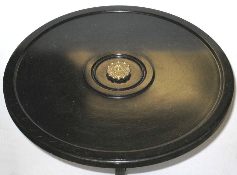 Antique Empire Style Egyptian Revival Bronze & Slate Stone Gueridon Side Table