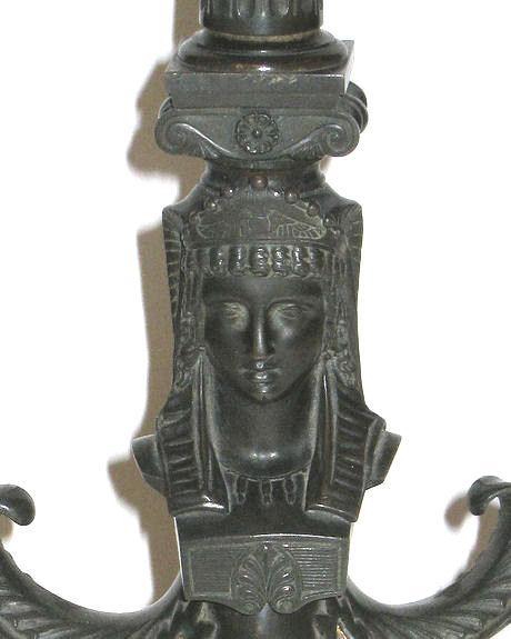 Antique Empire Style Egyptian Revival Bronze & Slate Stone Gueridon Side Table
