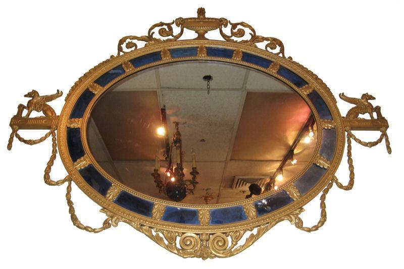 Antique Neoclassical Adams Style Overmantel Mirror