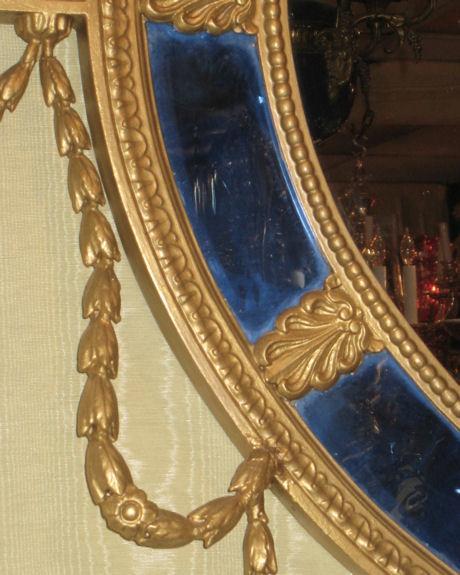 Antique Neoclassical Adams Style Overmantel Mirror