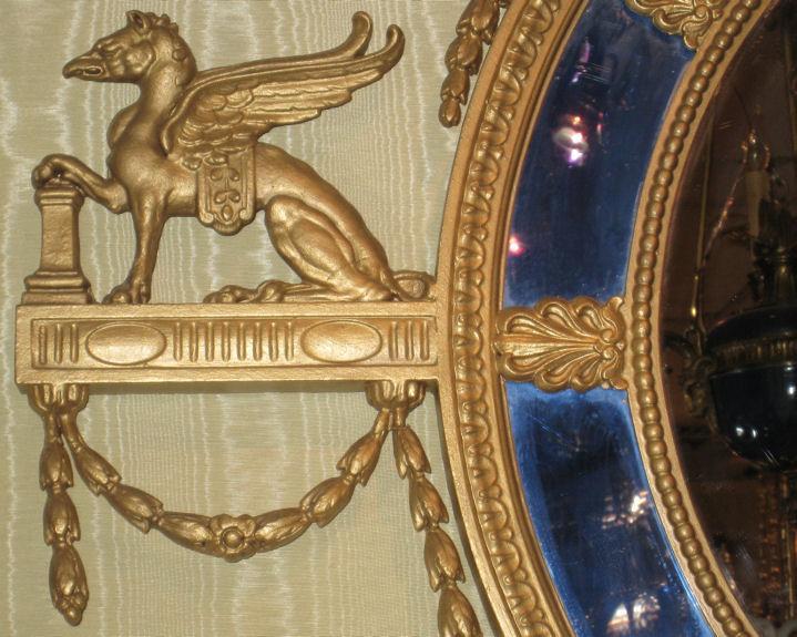 Antique Neoclassical Adams Style Overmantel Mirror
