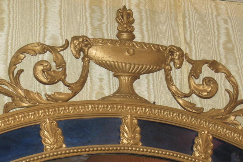 Antique Neoclassical Adams Style Overmantel Mirror