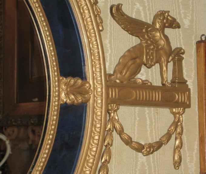 Antique Neoclassical Adams Style Overmantel Mirror