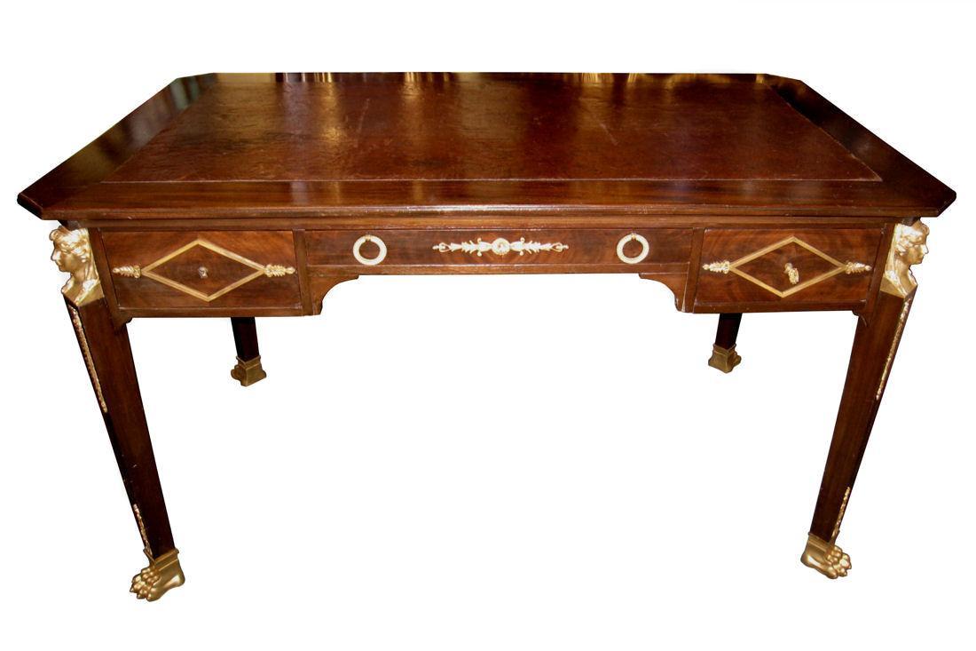 Antique Empire Style Mahogany Bureau Plat Desk