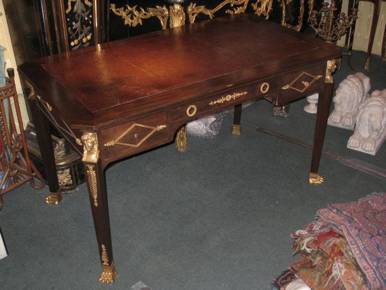 Antique Empire Style Mahogany Bureau Plat Desk