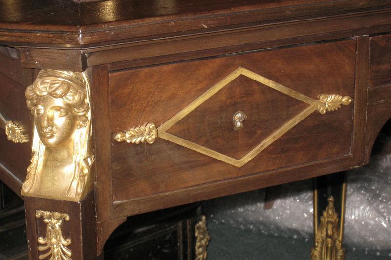 Antique Empire Style Mahogany Bureau Plat Desk