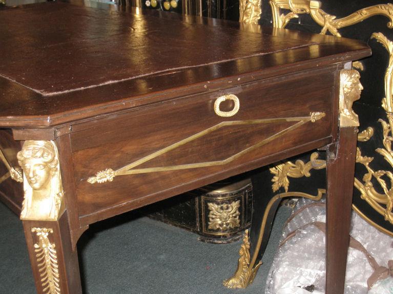 Antique Empire Style Mahogany Bureau Plat Desk