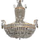 Antique French Empire Style Bronze Crystal Chandelier