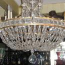 Antique French Empire Style Bronze Crystal Chandelier