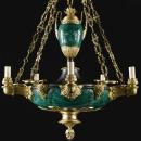 Antique Russian Ormolu Bronze and Malachite Chandelier