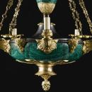 Antique Russian Ormolu Bronze and Malachite Chandelier