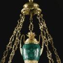 Antique Russian Ormolu Bronze and Malachite Chandelier