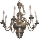 Antique EF Caldwell Greek Revival Silvered Metal Classical Chandelier