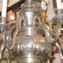 Antique EF Caldwell Greek Revival Silvered Metal Classical Chandelier
