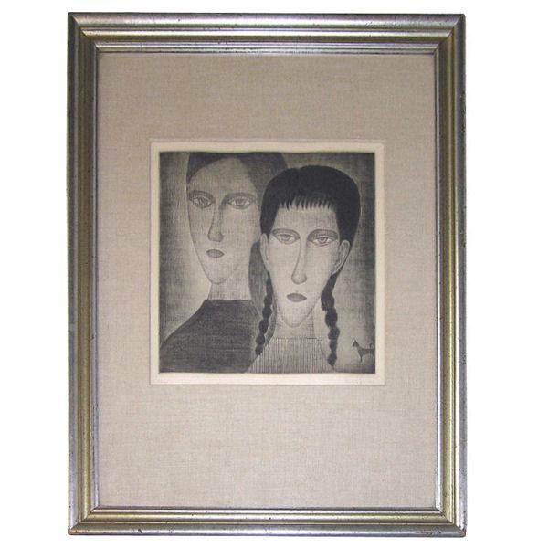 Hamaguchi Framed Mezzotint Print