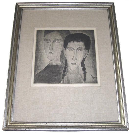 Hamaguchi Framed Mezzotint Print