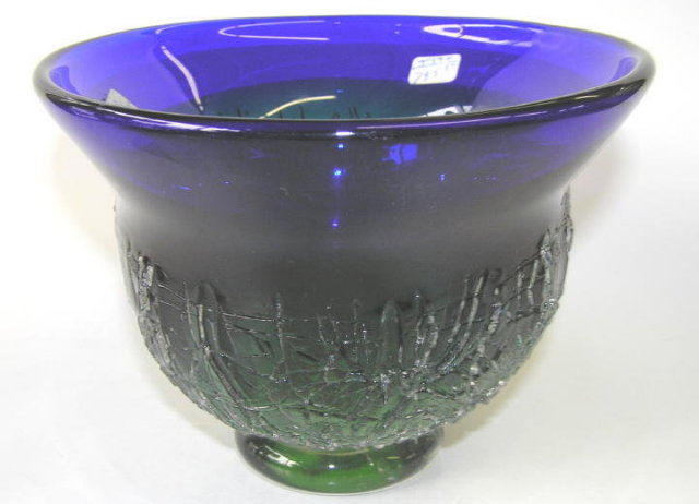 Kosta Blue Green Goran Warff Glass Bowl