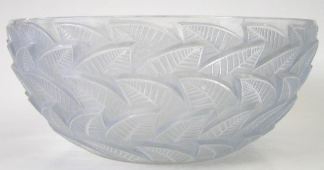 Lalique Centerpiece Bowl with Raised Leaf