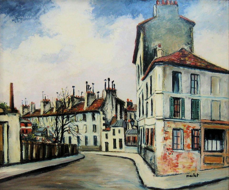 Elisee Maclet Impressionist French Montmartre Paris Cityscape Oil Painting