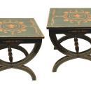 Pair Vintage Neoclassical Painted Low Side Tables or Stools