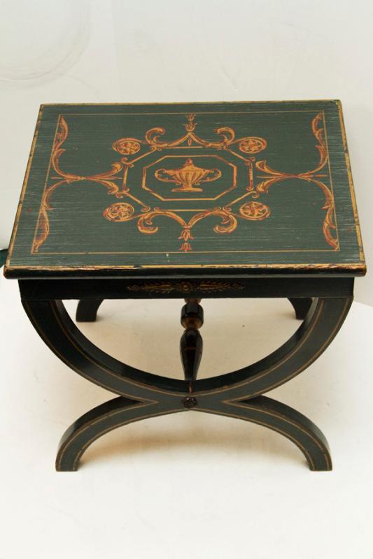 Pair Vintage Neoclassical Painted Low Side Tables or Stools