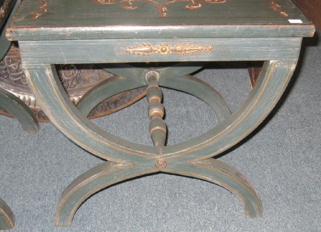 Pair Vintage Neoclassical Painted Low Side Tables or Stools