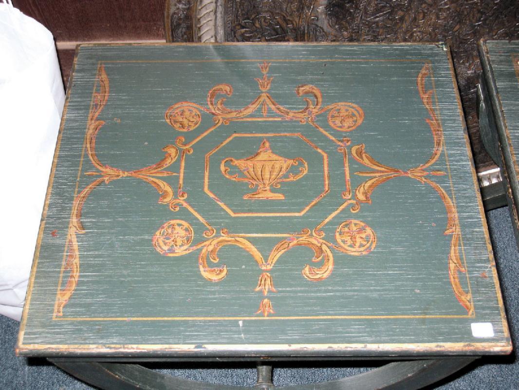Pair Vintage Neoclassical Painted Low Side Tables or Stools