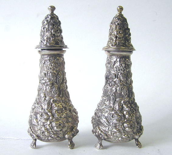 Pair Stieff Sterling Silver Salt Pepper Casters