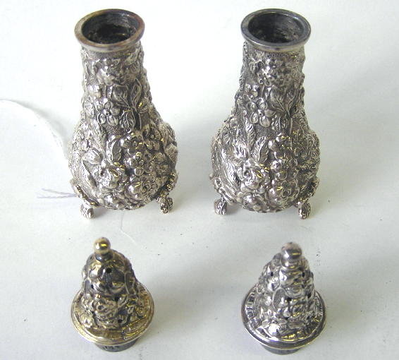 Pair Stieff Sterling Silver Salt Pepper Casters