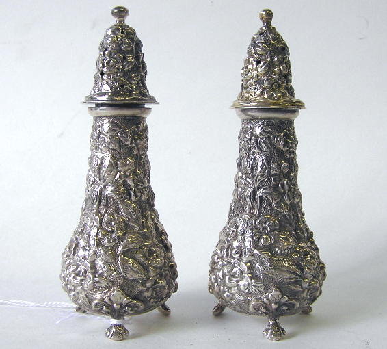 Pair Stieff Sterling Silver Salt Pepper Casters